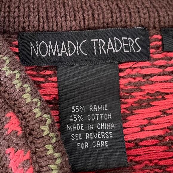Nomadic Traders Cotton Blend Knit Fair Isle / Nordic Print Cardigan Sweater, M - Picture 7 of 11